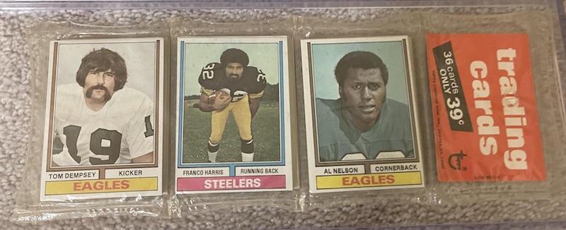 1974 Topps Football Rack Pack with Franco Harris