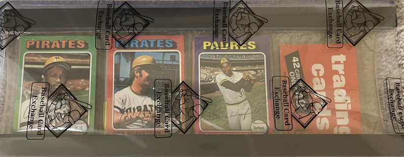 1975 Topps rack packs with Dave Winfield on top