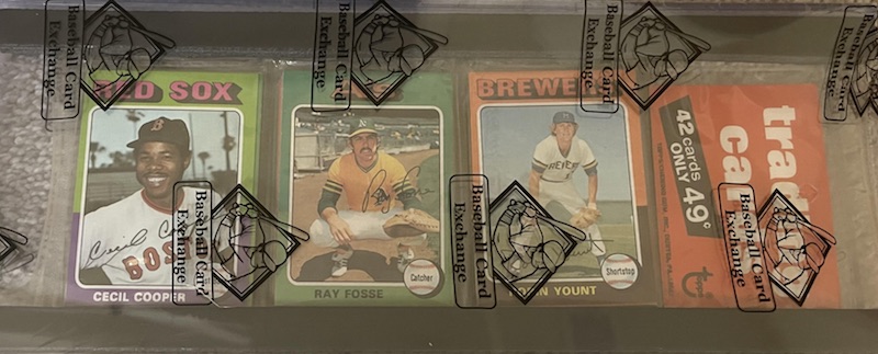 1975 Topps rack pack with Robin Yount on top