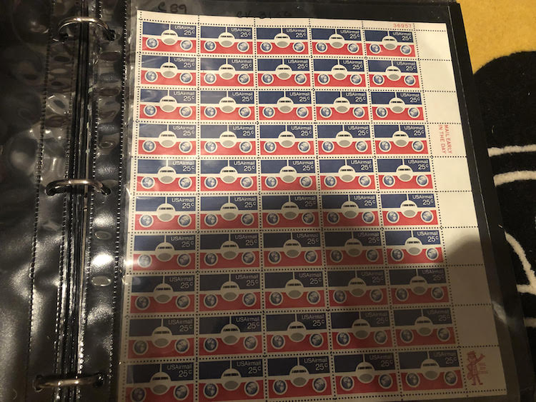 USA 25c Air Mail Sheet