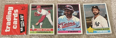 1976 Topps Rack Pack with Thurman Munson on top