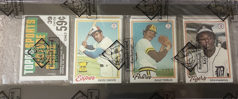 1978 Topps rack pack with Andre Dawson on top