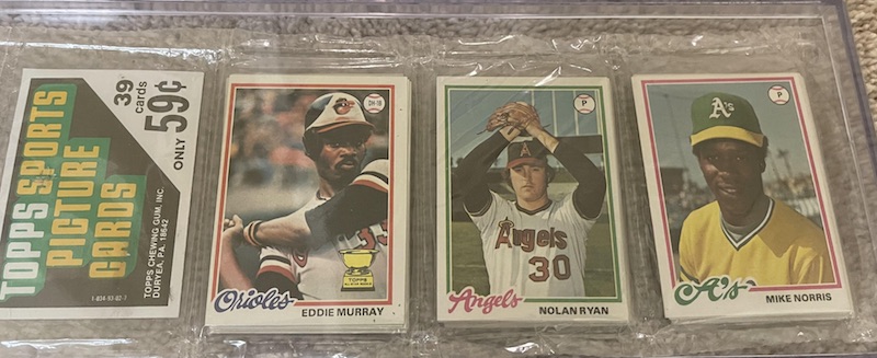 1978 Topps Rack Pack with Eddie Murray and Nolan Ryan top