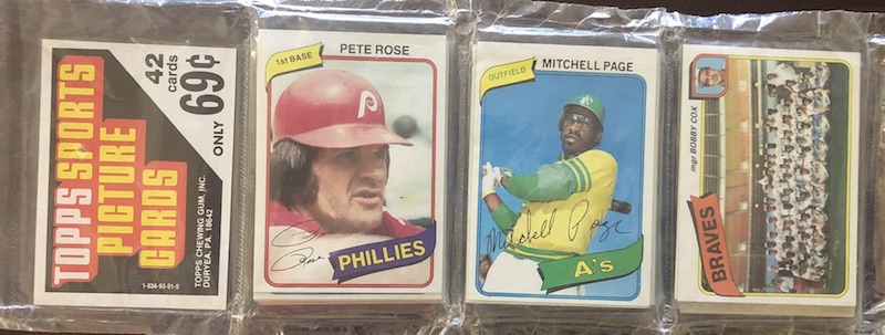 1980 Topps rack pack with Pete Rose on top