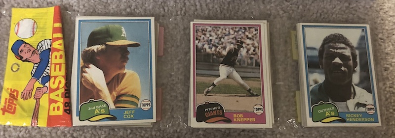 1981 Topps with Rickey Henderson on top