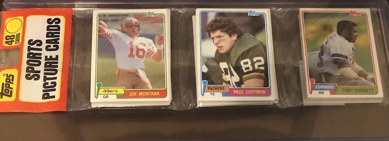 1981 Topps with Joe Montana on top