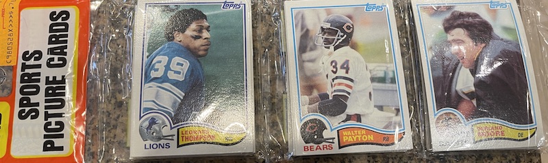1982 Topps rack pack with Walter Payton on top
