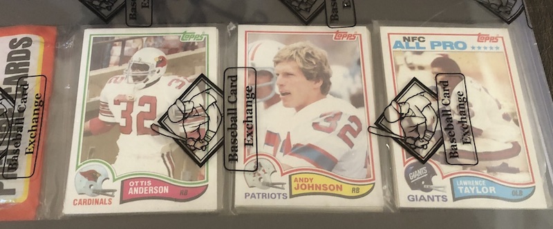 1982 Topps rack pack with Lawrence Taylor on top