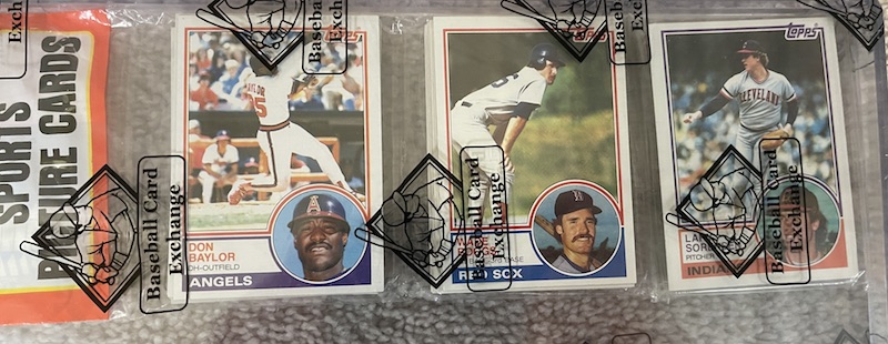 1983 Topps rack pack with Wade Boggs on top