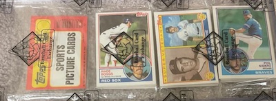 1983 Topps rack pack with Wade Boggs on top