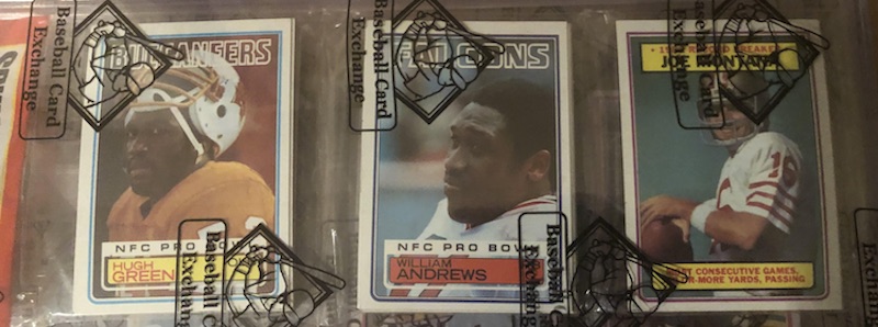 1983 Topps rack pack with Joe Montana on top
