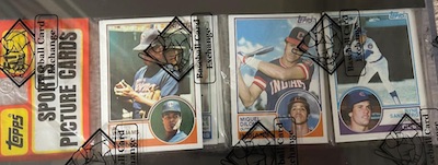 1983 Topps rack pack with Ryne Sandberg on top