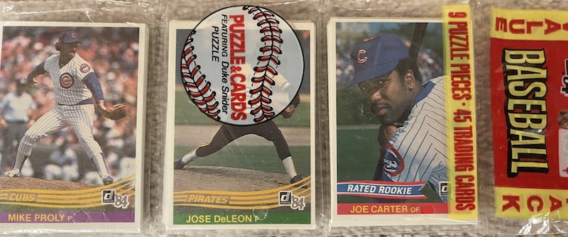 1984 Donruss rack pack with Joe Carter on top