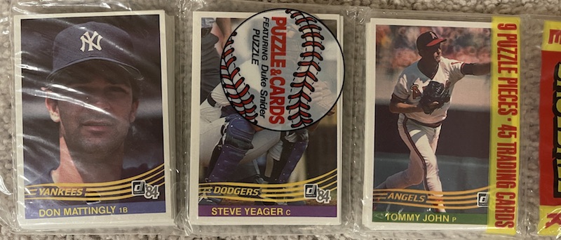 1984 Donruss rack pack with Don Mattingly on top