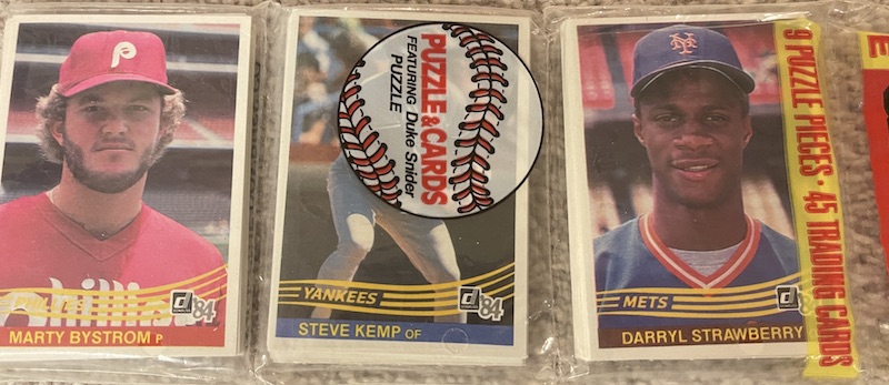 1984 Donruss rack pack with Darryl Strawberry on top