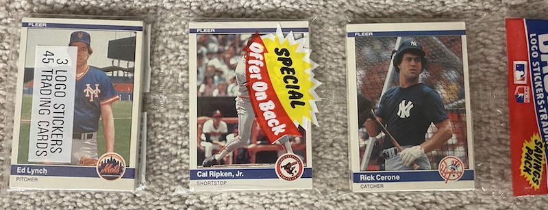 1984 Fleer rack pack with Cal Ripken on top