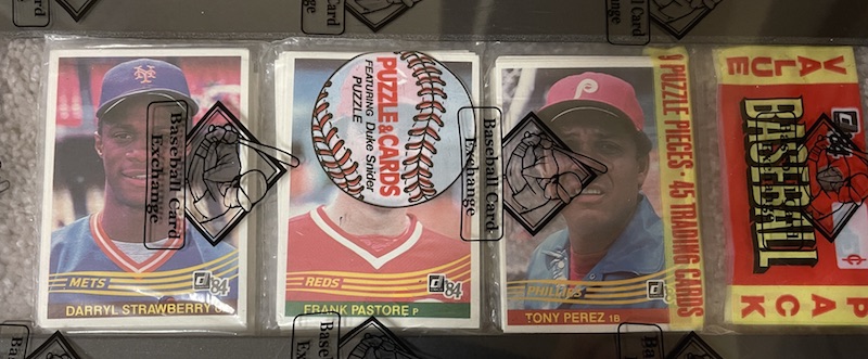 1984 Donruss rack pack with Darryl Strawberry on top