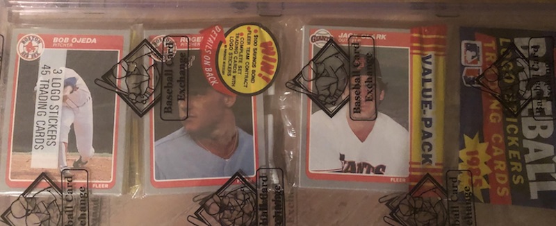 1985 Fleer rack pack with Roger Clemens on top