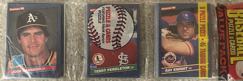 1986 Donruss rack pack with Jose Canseco on top