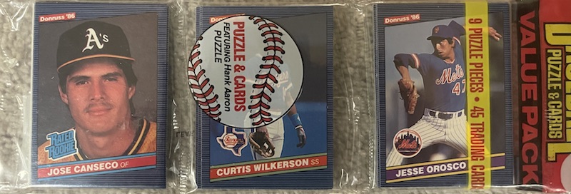 1986 Donruss rack pack with Jose Canseco on top