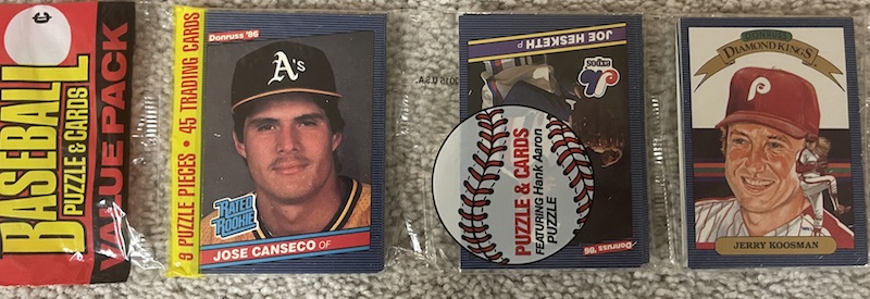 1986 Donruss rack pack with Jose Canseco on top