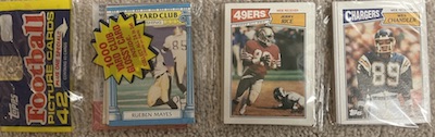 1987 Topps rack pack with Jerry Rice on top