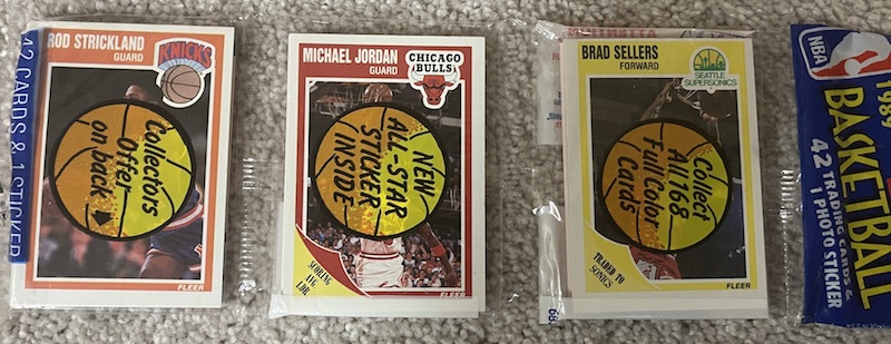 1989 Fleer rack pack with Michael Jordan top and back