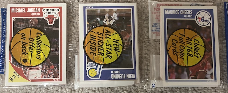 1989 Fleer rack pack with Michael Jordan on top