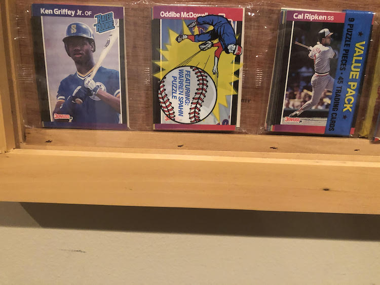 1989 Donruss Rack Pack with Ken Griffey Jr. and Cal Ripken on top.