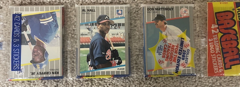 1989 Fleer rack pack with Ken Griffey Jr. on top