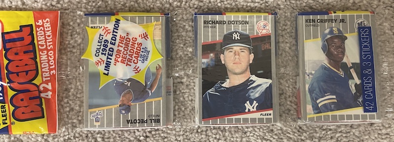 1989 Fleer rack pack with Ken Griffey Jr. on top