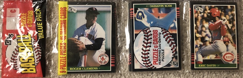 1985 Donruss rack pack with Roger Clemens and Eric Davis on top