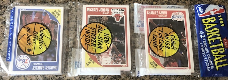 1989 Fleer rack pack with Michael Jordan on top