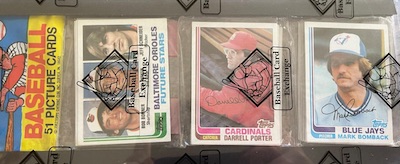 1982 Topps rack pack with Cal Ripken on top