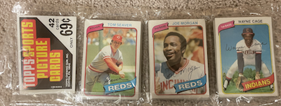 1980 Topps rack pack with Tom Seaver on top