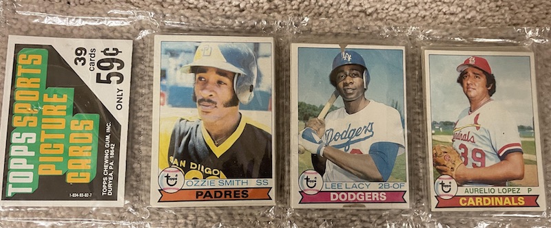 1979 Topps rack pack with Ozzie Smith on top